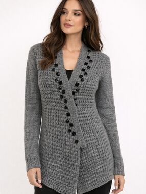 BELLE MAILLE GREY CARDIGAN SIZE SMALL